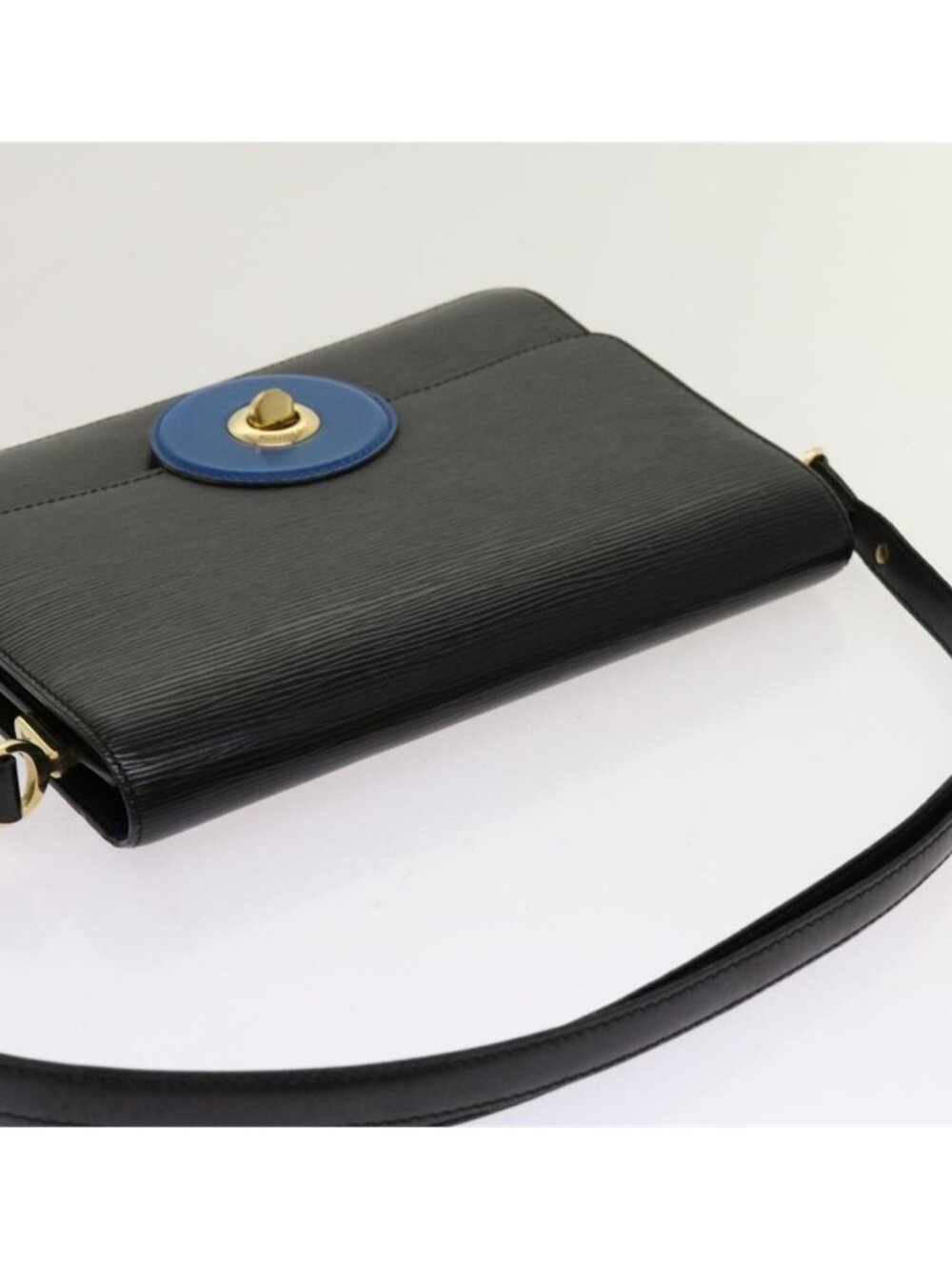 Authentic LOUIS VUITTON Epi Bicolor Free Run Shoulder Bag Black Blue M52415 LV - Picture 12 of 16